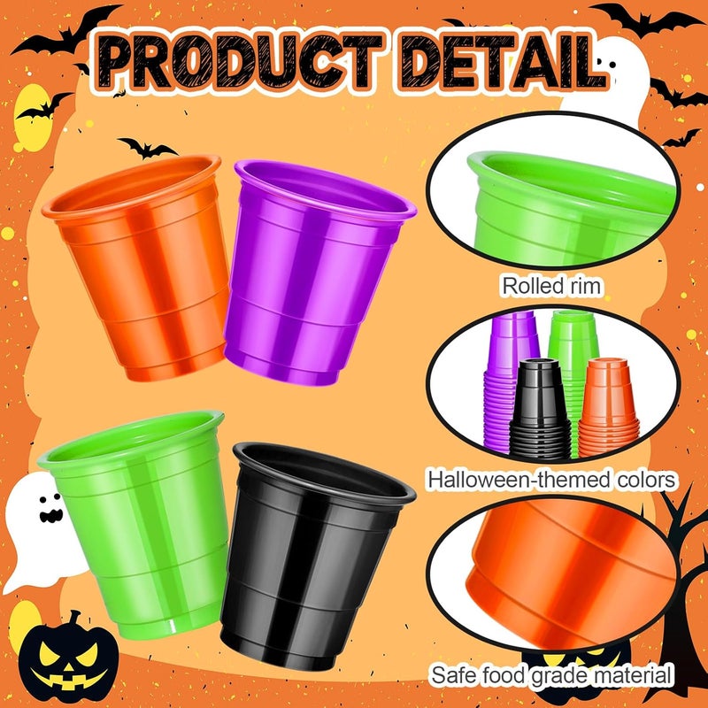 cssopenss 120 Pcs 2 oz Halloween Shot Cups halloween Plastic Shot Glasses Assorted Color shot Glasses Disposable for Drinking, Tasting Halloween Party Supplies - Image 3